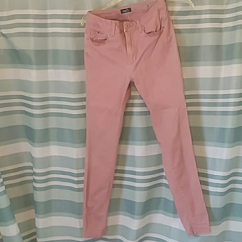 Soft pink skinny jeans